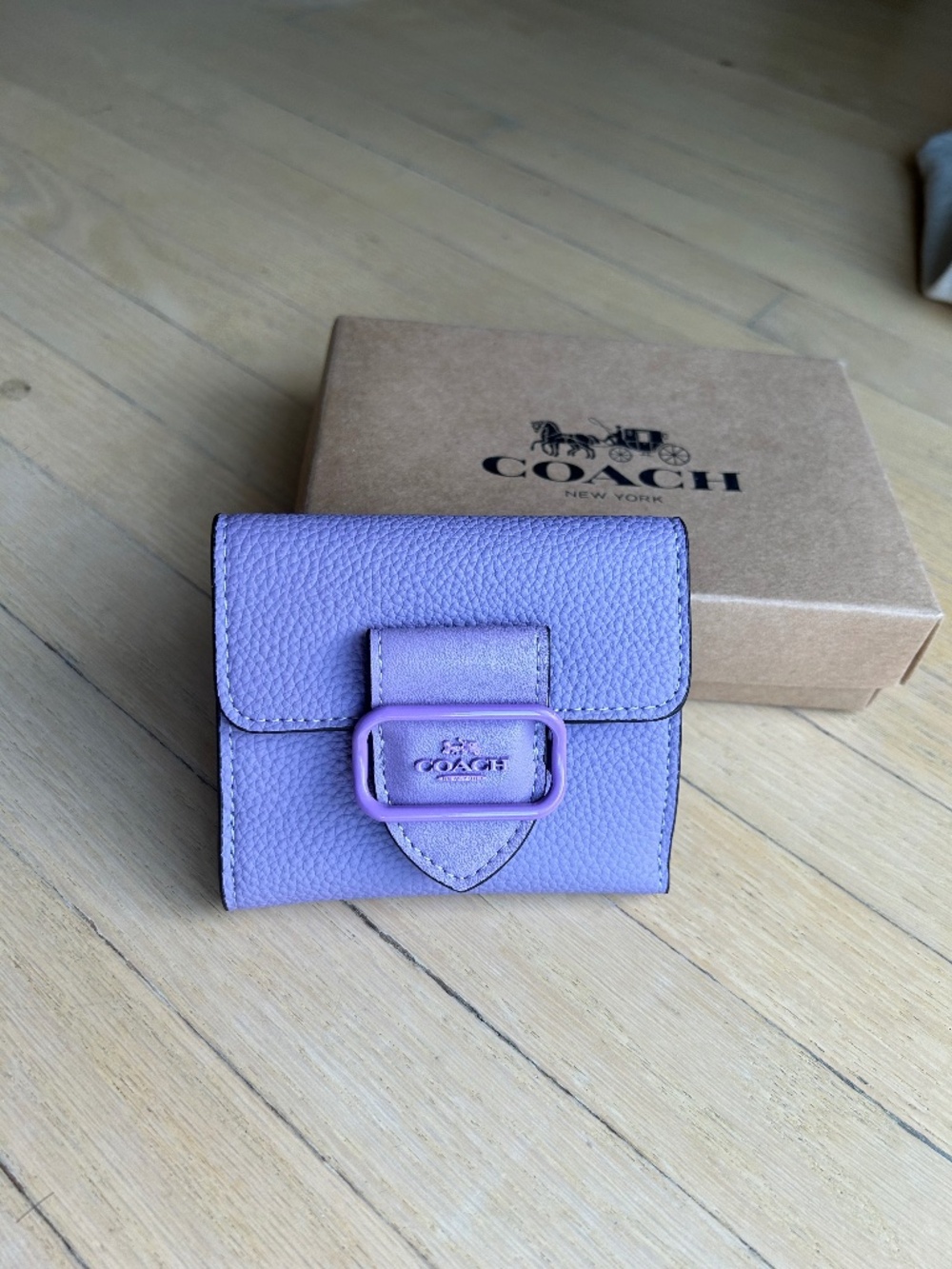 Coach Small Buckle Flap Wallet Lavender Light Purple NIB